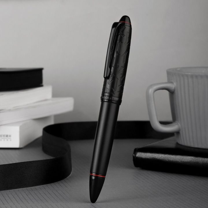Hongdian N6 Black Metal Resin Piston Fountain Pen Extra Fine Nib with Black Ink Premium Smooth Writing Pen