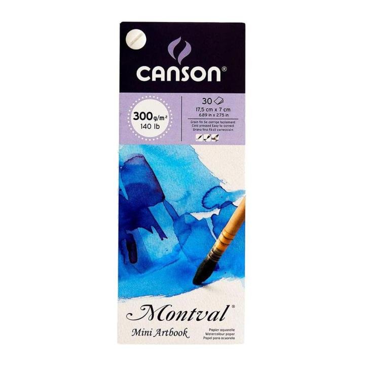 Canson Watercolor Mini Art Book with Watercolor Brush – Portable Watercolor Sketchbook for Artists & Students