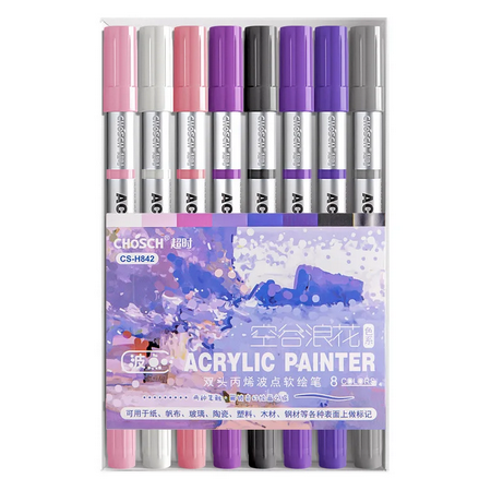 Double Head Drawing Marker Pen – Soft Tip & Hard Nib Coloring Pen for Painting, Watercolor Art, Ceramics, Stones & Shoes