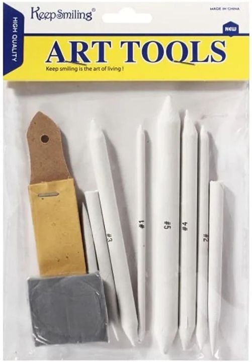 Paper Stump Blending Set of 8 with Sand Paper & Art Eraser – Professional Drawing and Sketching Tools for Artists