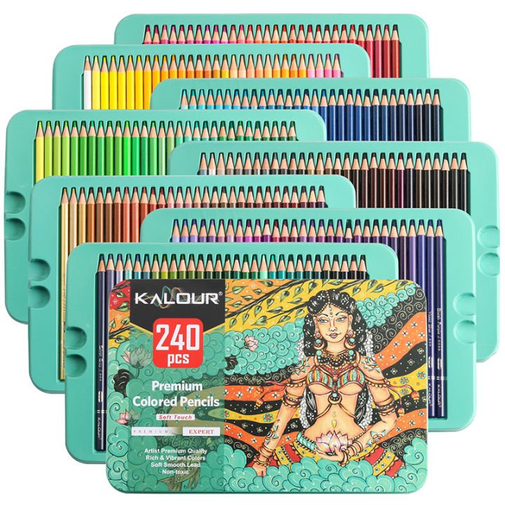 KALOUR Professional Colored Pencils 240 Colors | Soft Core Artist Coloring Pencil Set
