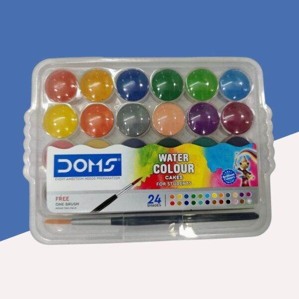 DOMS Water Colour Cakes 24 Shades | 15mm Watercolor Paint Set for Artists & Students