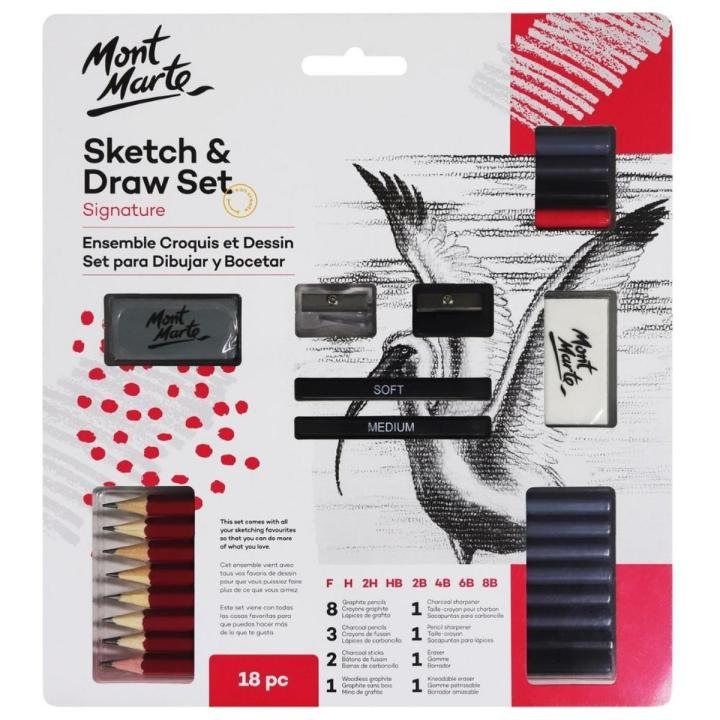 Mont Marte Sketch & Draw Set 18PCS | Complete Artist Drawing and Sketching Kit