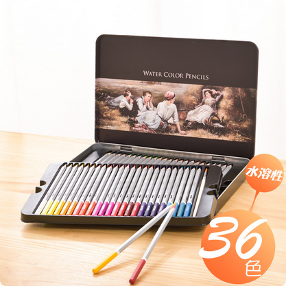 Deli 6522 Premium Water Color Pencil 36 Colors with Iron Box | Watercolor Pencil Art Set