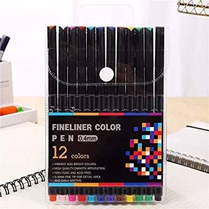 Paper Tree Fineliner Color Pen Set 12 Colors 0.4mm Fine Point Marker Pens for Drawing Journaling and Note Taking