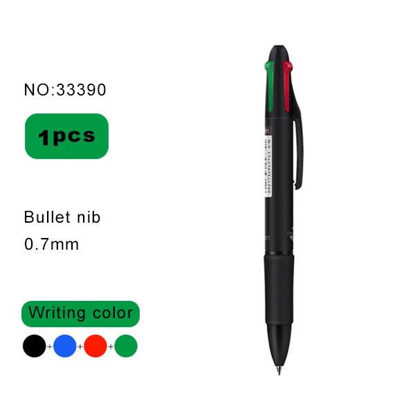Deli 33390 4 Colors Ballpoint Pen Multi Functional Retractable Pen with Red, Green, Blue & Black Ink