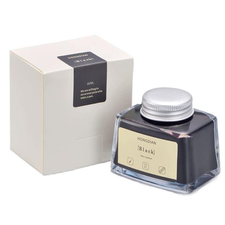 Hongdian Fountain Pen Bottled Ink Black 60ml – Premium Black Writing Ink for Fountain Pens, Calligraphy & Journaling