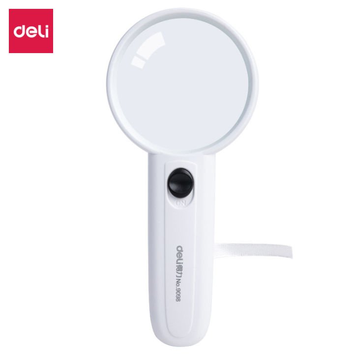 Deli 9098 LED Handheld Magnifying Glass 3.5X Magnification 65mm Reading Magnifier with LED Light