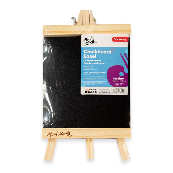 Mont Marte Chalkboard Easel Medium | Reusable Blackboard Display Stand | Art & Sign Board Easel