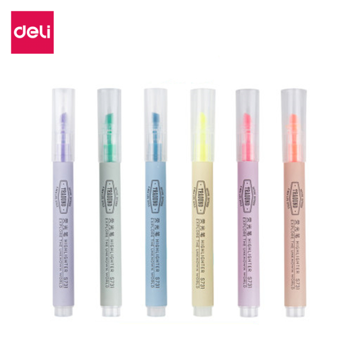 Deli S731 Candy Color Fluorescent Highlighter Marker Soft Color Study Marker Pen