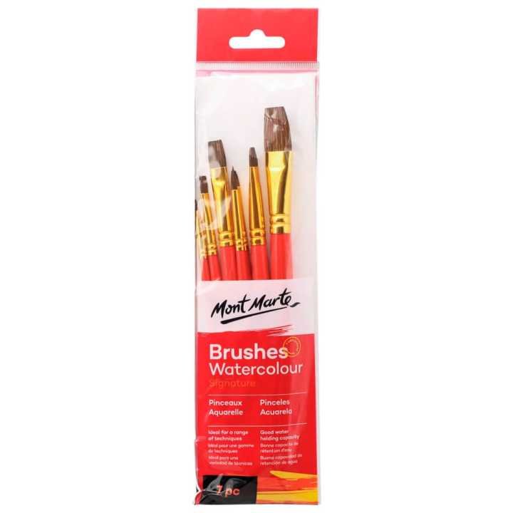 Mont Marte Gallery Series Watercolor Brush Set 7pcs – Professional Artist Brushes for Watercolor Painting & Fine Art