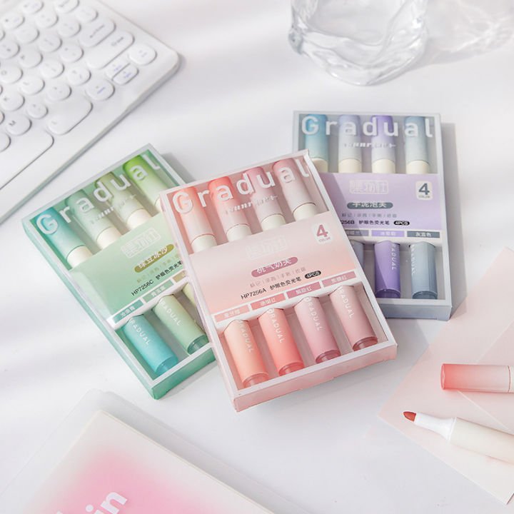 4PCS Kawaii Marker Pens Set Cute Highlighter DIY Spot Liner Drawing Painting Markers for School Office and Journaling