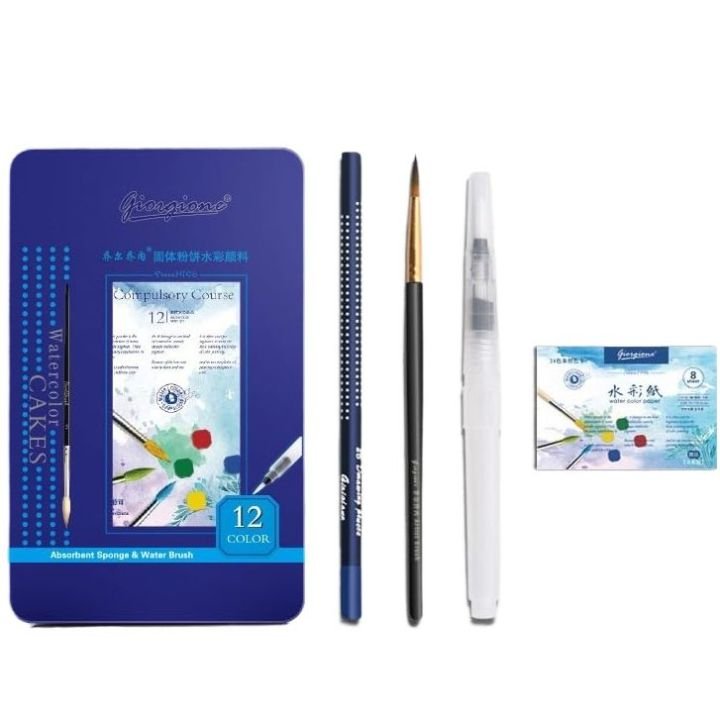 Giorgione® 12 Watercolor Cakes Set Professional Watercolor Paint Set with 12 Colors for Artists, Students & Beginners