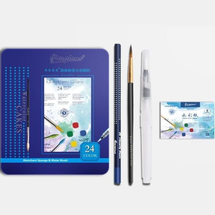 Giorgione® 24 Watercolor Cakes Set Professional Watercolor Paint Set with 24 Colors for Artists, Students & Beginners