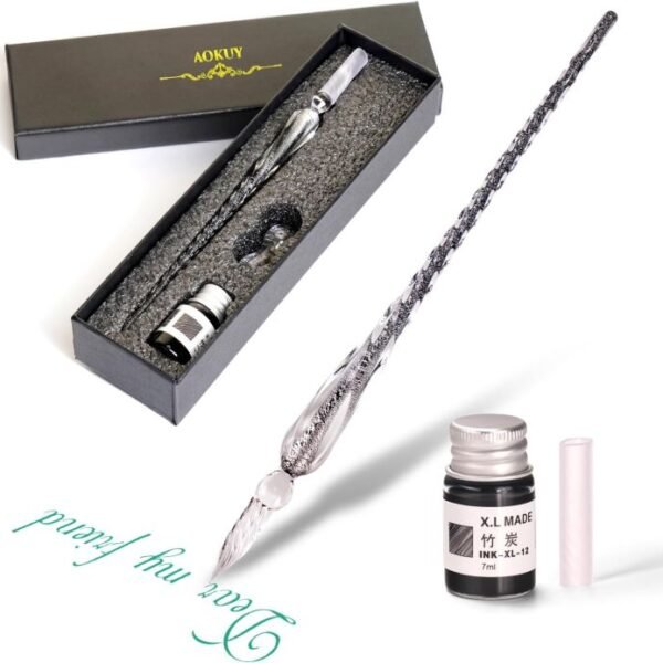 Glass Dip Pen Set Calligraphy Pen | Signature Writing Pen Gift Set for Artists & Professionals