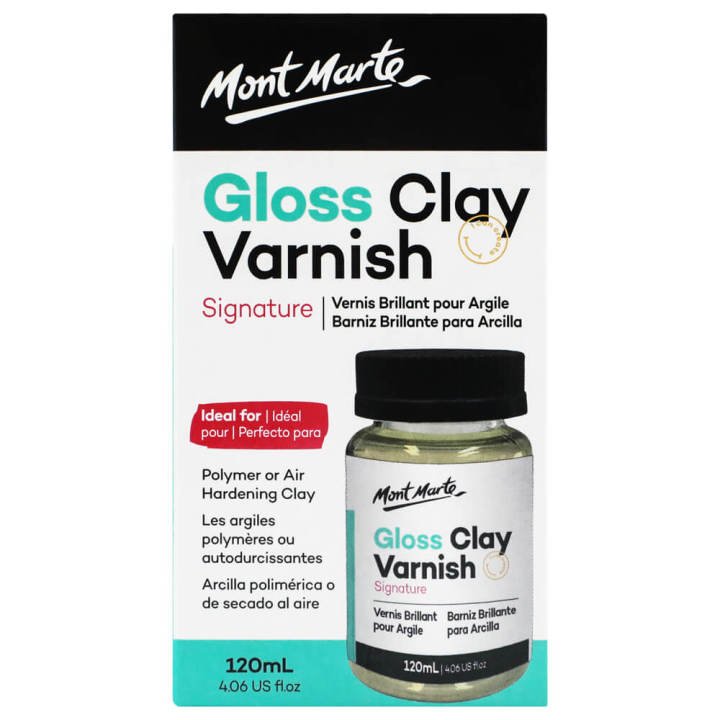 Mont Marte Clay Varnish Gloss 120ml | Gloss Finish Sealer for Air Dry & Polymer Clay Projects
