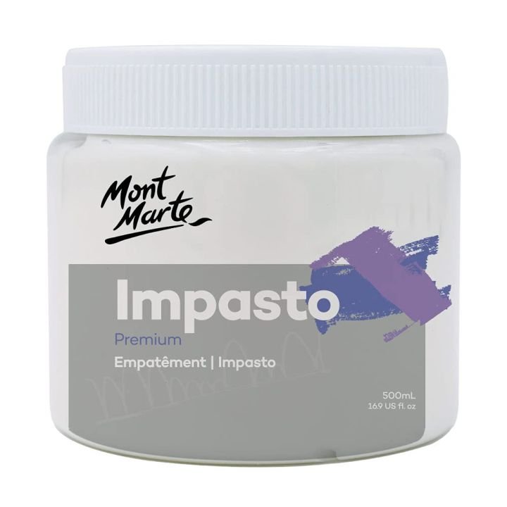 Mont Marte Impasto Medium 500ml Acrylic Texture Gel for 3D Effects, Texture Building & Acrylic Painting