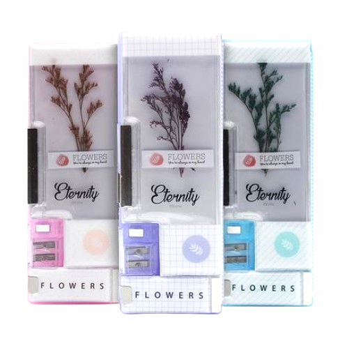 Eternity Flower Pencil Case Double Chamber | Stationery Box with Built-in Sharpener