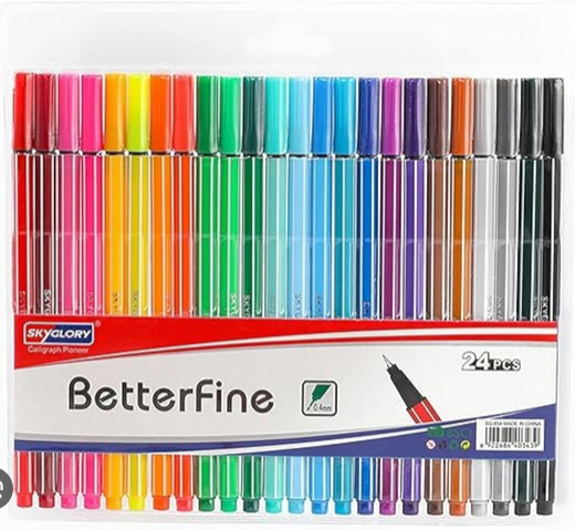 24 Colors Fineliner Pens Set 0.4mm | Fine Tip Drawing & Journaling Marker Pens