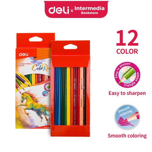 Deli EC00300 Colored Pencil Set 12 Colors | Premium Coloring Pencils for Students & Artists
