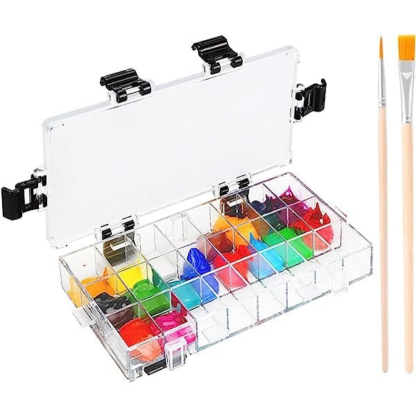 24 Grid Gouache Watercolor Acrylic Moisturizing Palette Leakproof Paint Storage Palette for Artists and Students