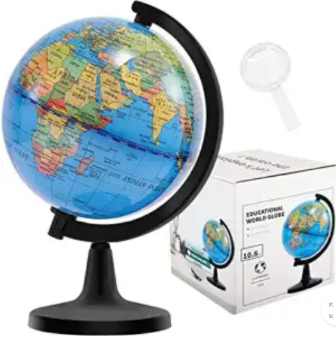 10.6CM Rotating World Globe for Kids Educational Mini Earth Globe Map for Geography Learning, Classroom Teaching & Desk Decoration
