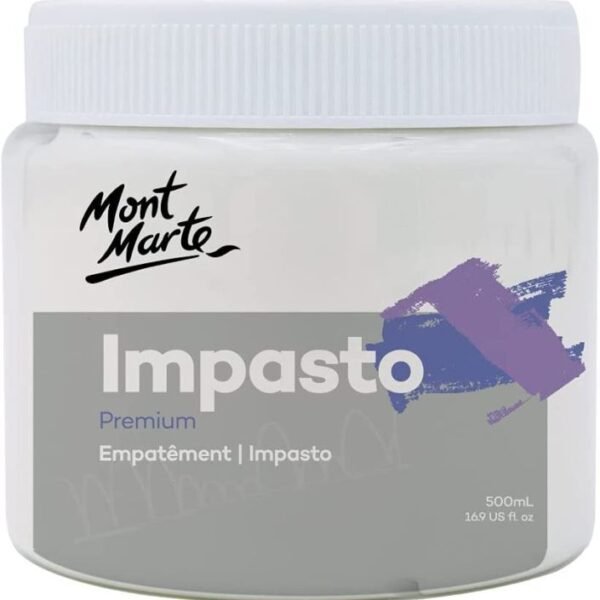 Mont Marte Impasto Medium 500ml Acrylic Texture Gel for 3D Effects, Texture Building & Acrylic Painting