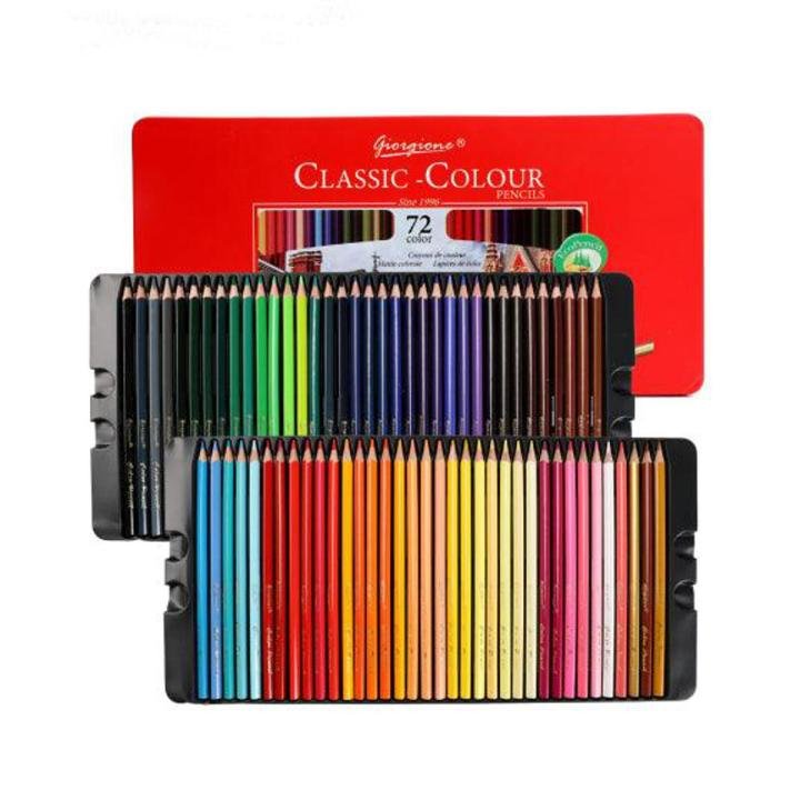 Giorgione Premium Color Pencil 72 Colors Metal Iron Box – Professional Colored Pencil Set for Drawing, Sketching & Coloring