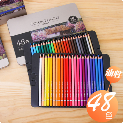 Deli 6567 Color Pencil Set 48 Colors with Iron Box | Premium Artist Coloring Pencils