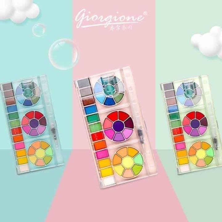 Giorgione 36 Colors Solid Watercolor Pigment Set – Professional Watercolor Paint Set for Artists, Students & Beginners