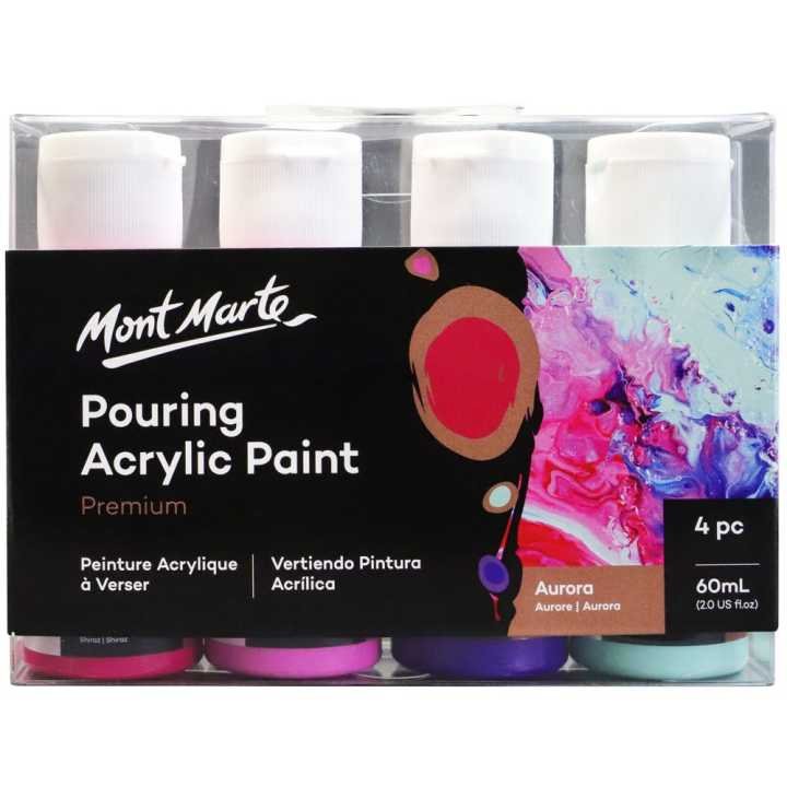 Mont Marte Pouring Acrylic 60ml Aurora | Ready-Mixed Fluid Acrylic Paint | Acrylic Pouring & Fluid Art Paint