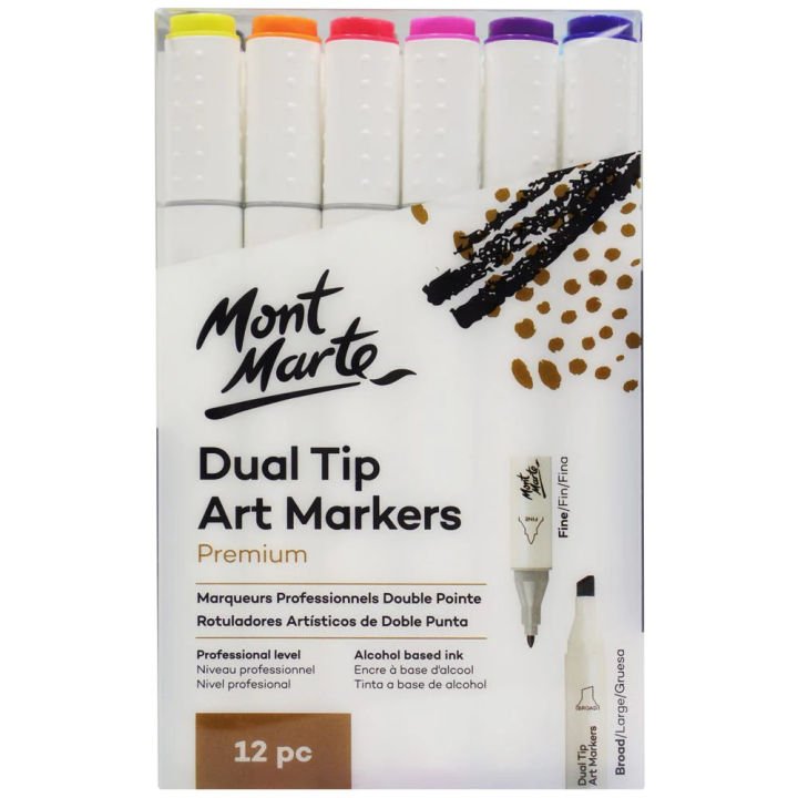 Mont Marte Dual Tip Art Markers 12 Colors Premium Set