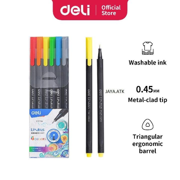 Deli EQ900-06 Fine Liner Pen Set – Pack of 6 Colors