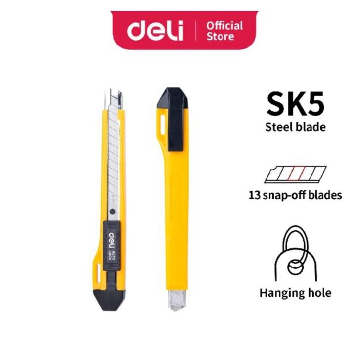 Deli E2031 Anti Cutter with Extra Blade – Heavy Duty Utility Knife with Auto Lock, Carbon Steel Blade for Office, School & Home