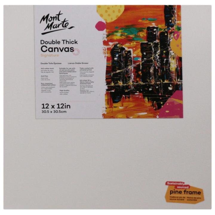 Mont Marte Canvas 12 × 12 Inch 340 GSM Cotton for Acrylic & Oil