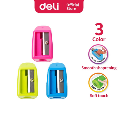 Deli E0520 Pencil Sharpener Pack of 3 Pcs | Compact Sharp & Durable Sharpener for Graphite & Colored Pencils | School, Office & Home Use