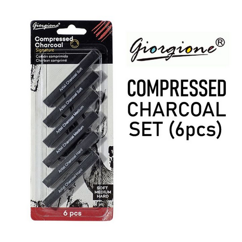 Drawing Shading Compressed Charcoal Sticks Pack of 6 | Soft Medium Hard Artist Charcoal Set for Sketching, Shading, Life Drawing & Fine Art