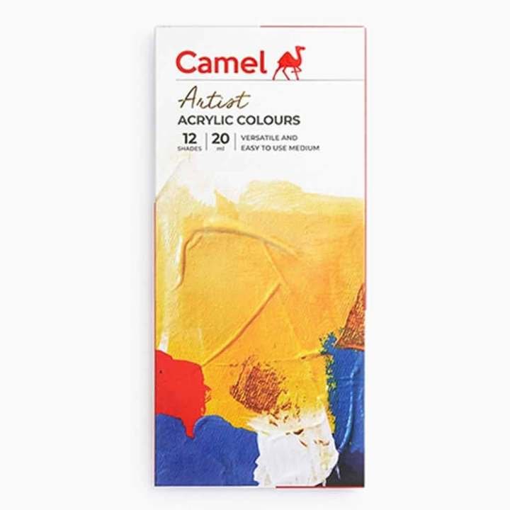Camel Artists Acrylic Color Set 12 Shades 20ml Premium Acrylic Paints