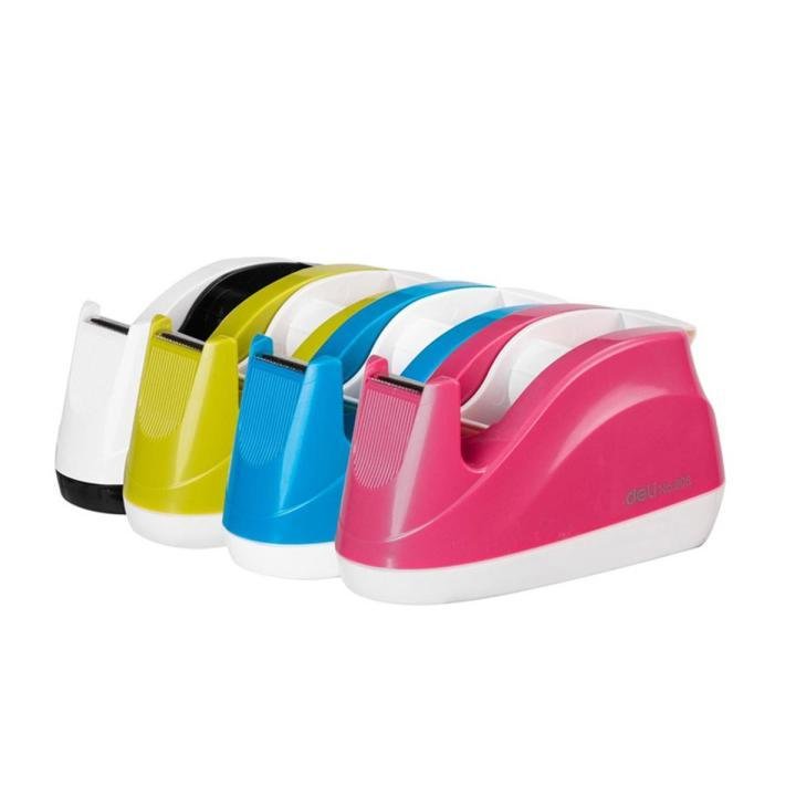 Deli E808 Tape Dispenser – Non-Slip Padded Base 18mm Desk Tape Dispenser with Sharp Corrosion-Resistant Cutter (Assorted Colors)