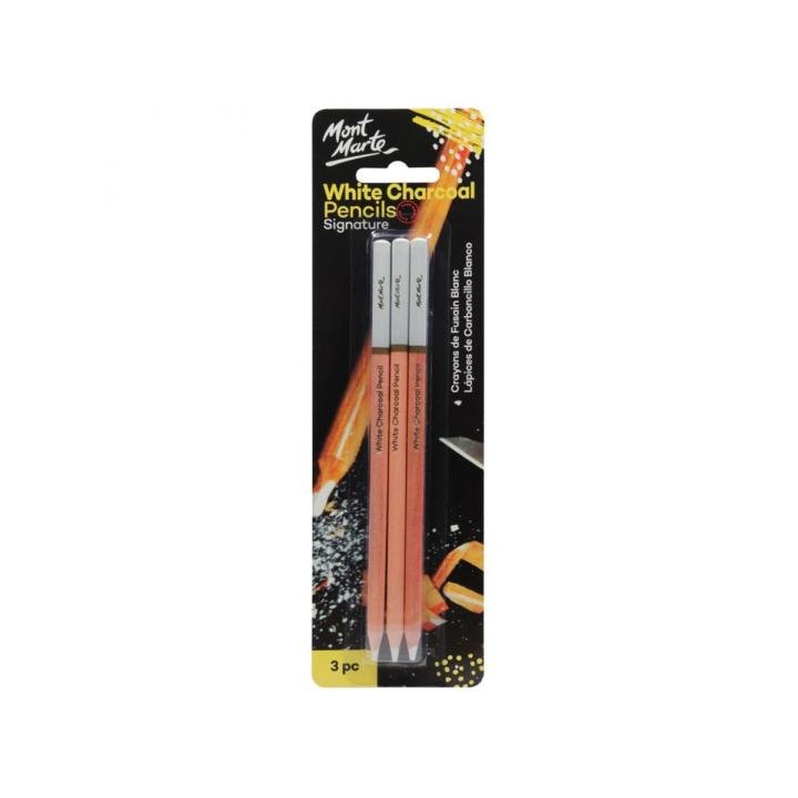 Mont Marte White Charcoal Pencil Set 3 Pcs for Sketching & Highlighting