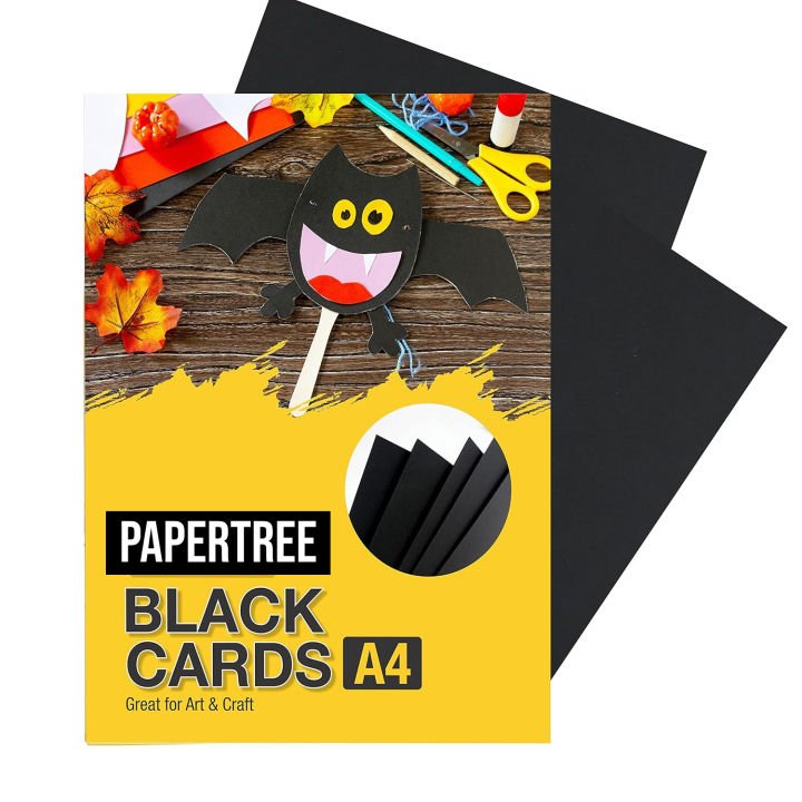 PaperTree Black Art Card A4 300 GSM – 10 Sheets Premium Cardstock for White & Metallic Ink, Drawing, Sketching, Crafts & Scrapbooking