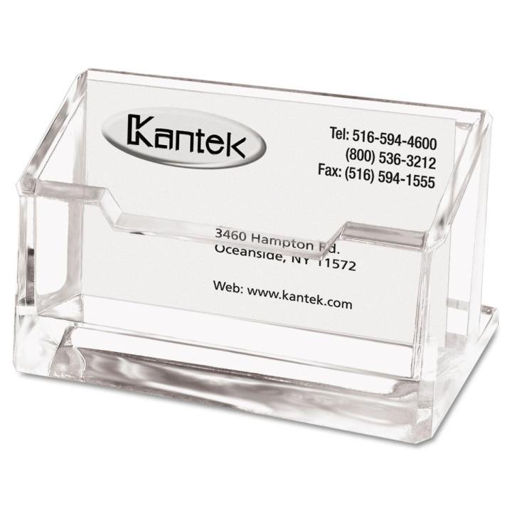 PVC Transparent Business Card Stand – Clear Horizontal Desk Business Card Holder for Office, Reception & Counter Display