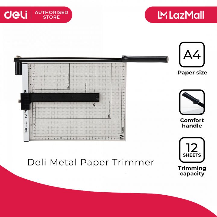 Deli E8013 Steel Paper Trimmer B4 Size | 12 Sheet Paper Cutter with Adjustable Guide, Manual Clamp & Precision Ruler for Office, School & Craft Use