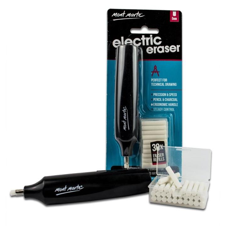Mont Marte Electric Eraser with 30 Refills for Sketching & Drawing
