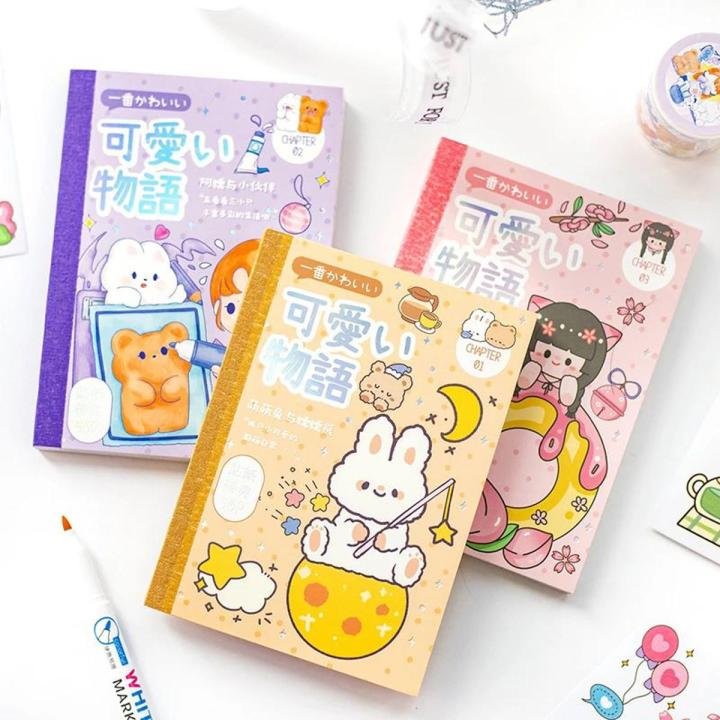 Kawaii Cute Washi Sticker Book | 24 Sheets 380-400 Decorative Stickers for Scrapbooking, Journaling, Planners, DIY Crafts & Bullet Journal