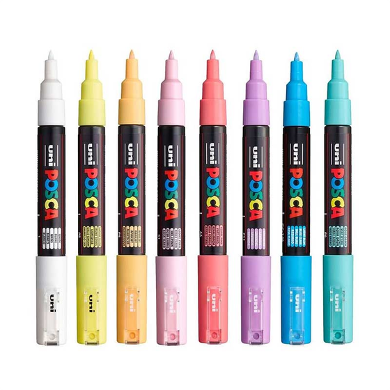 Uni Posca PC-1M 8C Pastel Colors Water-based  Soft Colors Marker Set