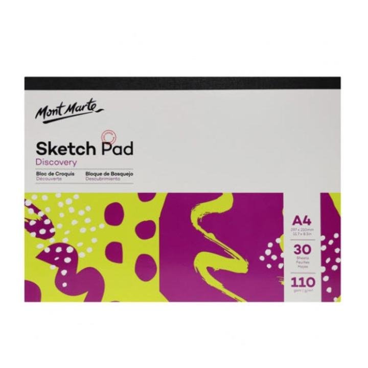 Mont Marte Discovery A4 Sketch Pad 110 GSM 30 Sheets for Drawing