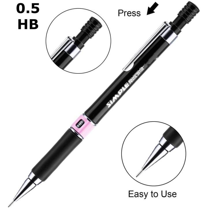 BAOKE Simple Mechanical Pencil 0.5mm HB with Rubber Grip | Automatic Lead Pencil for Writing, Drawing, Sketching & School Office Use