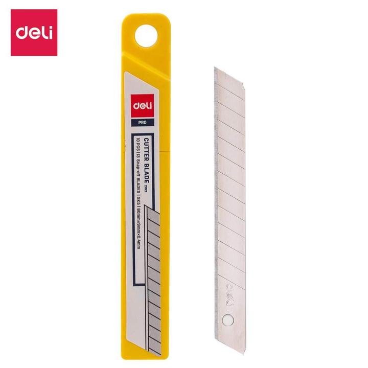 Deli E2012 Small Cutter Blade 9mm 10 Pcs | Carbon Steel Snap-Off Replacement Blades for Utility Knife & Paper Cutter