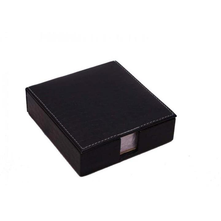 Artificial Leather Slip Pad Holder with White Paper – Black Desk Memo Note Pad Holder for Office, Reception & Meeting Use